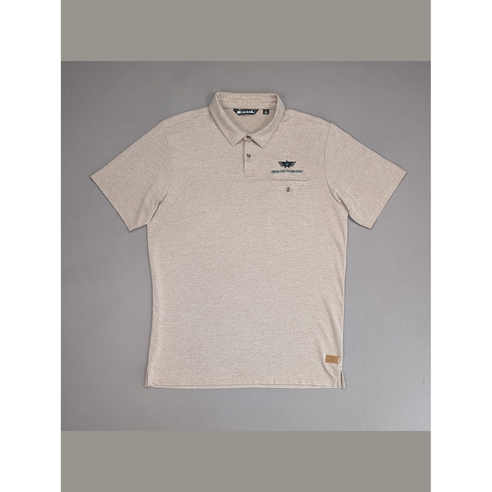 Travis Mathew Polo XL Beige Heather Golf Shirt Military Style Logo Casual